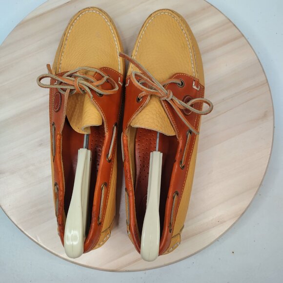 Vintage Dooney & Bourke Yellow Leather Loafer Slip On Boat Shoes Women US 11 M - Picture 9 of 14